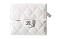 CHANEL Cow Leather Flap Bag Wallet Regular Women's White