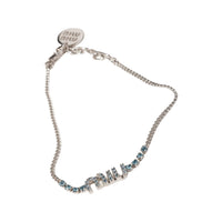 MIU MIU Metal Faux Crystal Wristbands Unisex Silver