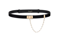 DIOR Letter Logo Smooth Buckle Leather Belts Women's Black Width: 2CM