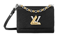 LOUIS VUITTON Twist Grain Cow Leather Portable Crossbody Bag, Shoulder Bag Medium Size Women's Black