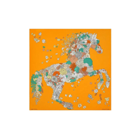 HERMES Silk Silk Scarves Women's Orange/Gray