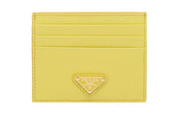 PRADA Saffiano Leather Card Holder Wallet Women's Pomelo Green