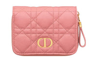 DIOR Caro Calfskin Wallet Women's Light Pink