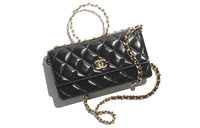 CHANEL Lambskin Clutch Shoulder Bag Crossbody Bag Handbag Women's Black
