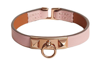 HERMES Calfskin Rose Gold-Plated Bracelets Women's Light Pink