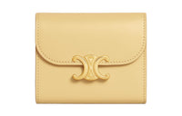 CELINE Triomphe Arc De Triomphe Calfskin Card Holder Wallet Small Size Women's Yellow