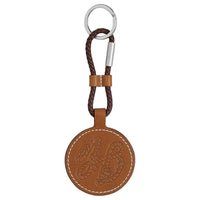 HERMES Brushed Palladium Silver Keychains Men's Brown