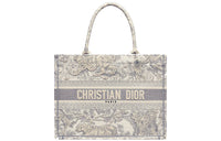 DIOR Medium DIOR Book Tote-Ecru And Gray Toile De Jouy Embroidery