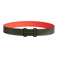 HERMES Calfskin Leather Belts Women's Gray Green/Orange Field Width: 3.2CM