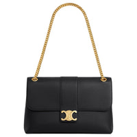 CELINE Victoire Calfskin Shoulder Bag Tubas Women's Black