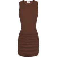 SAINT LAURENT Crewneck Ruched Detailed Mini Dress