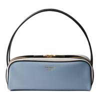 PRADA Calfskin Shoulder Bag Women's Sky Blue/White