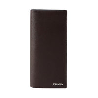 PRADA Saffiano Cow Leather Wallet Men's Coffee & Baltic Sea Blue