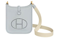 HERMES Evelyne Clemence Leather Shoulder Bag Crossbody Bag Mini Women's Light Blue/Cream White