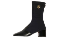 CHANEL Mid-Calf Boots Women's Black Blue