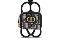 DIOR Oblique Printed Canvas Earphone Case Unisex Khaki