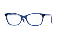 CHANEL Plate Frame Cat Eye Eyeglass Frames Unisex Blue