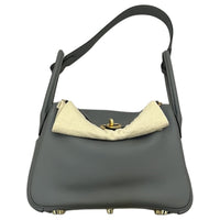 HERMES Lindy Swift Leather Handbag Shoulder Bag Women's BO Chalk White