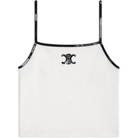 CELINE Embroidered Triomphe Tank Top In Cotton Jersey