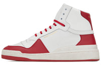 SAINT LAURENT SL/24 High Top Skateboard Shoes Men's White Red Distressed Style