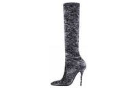 SAINT LAURENT Ella Velvet Knee-high Boots