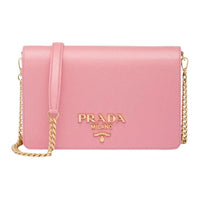 PRADA Leather Shoulder Bag Mini Women's Pink