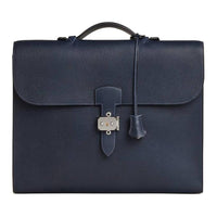 HERMES Sac A Depeches Calfskin Handbag Men's 2Z Bleu Nuit Midnight Blue