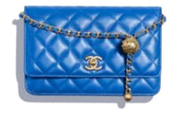CHANEL Lambskin Shoulder Bag Crossbody Bag Women's Blue