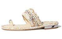 CHANEL Slide Slippers Women's Beige And White