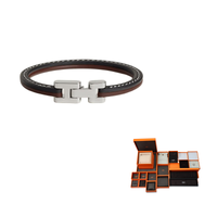 HERMES Calfskin Bangles Men's Black