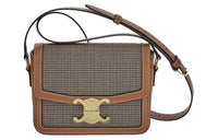 CELINE Triomphe Fabric Crossbody Bag Shoulder Bag Women's Brown