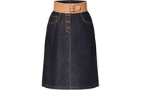 LOUIS VUITTON Eyelet Belt Denim Skirt