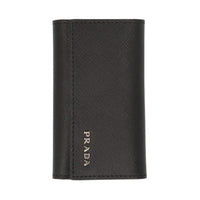 PRADA Saffiano Calfskin Key Pouch Men's Black