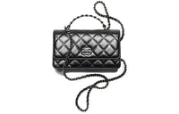 CHANEL Bright Wrinkled Calfskin Handheld Shoulder Bag Crossbody Bag Regular Women's Black