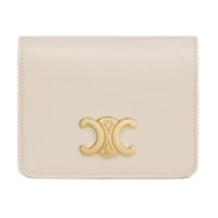 CELINE Calfskin Wallet Women's Light Beige