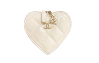 CHANEL Patent Leather Calfskin Coin Purse Women's White