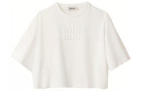 MIU MIU Embroidered logo Cotton T shirt