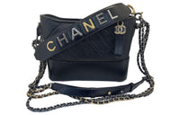 CHANEL Gabrielle Cow Leather Hobo Bag Backpack Portable Crossbody Bag, Shoulder Bag Medium Size Women's Black