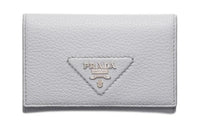 PRADA Leather Card Holder Women's Cornflower Blue