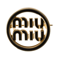 MIU MIU Metal Enamel Brooches Unisex Black