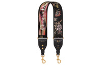 DIOR Embroidered Cow Leather Patchwork Shoulder Strap Bag Straps Women's Black/Multicolor