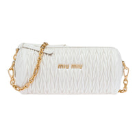 MIU MIU Matelassé Soft Sheep Leather Handheld Crossbody Bag, Shoulder Bag Mini Women's White