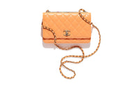 CHANEL Lambskin Shoulder Bag Crossbody Bag Wallet Women's Orange