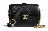 CHANEL Calfskin Saddle Bag Crossbody Shoulder Bag Women's Black