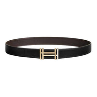HERMES Leather Leather Belts Men's Black/Ebene Width: 3.2cm