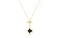 LOUIS VUITTON Color Blossom Double Star Pendant Yellow Gold Onyx And Diamond