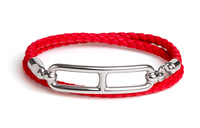HERMES Calfskin Palladium-Plated Bangles Unisex Orange Red