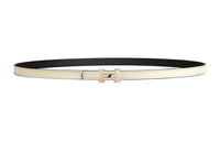 HERMES Letter H Label Leather Belts Women's White Width 1.3CM