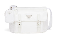 PRADA Re-Edition Recycled Nylon Patchwork 2-in-1 Messenger Bag Shoulder Bag Crossbody Bag Medium Size Unisex White