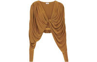 SAINT LAURENT Open Front Ruched Long Sleeved Top
